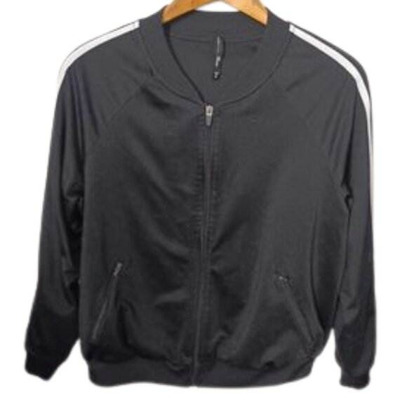 torrid Jackets & Blazers - Torrid Active Black w/White Stripe Track Jacket Size 0 (L/12)